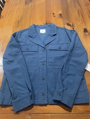 NWT Roark Womens Deep Blue Travel Passport Cotton Cargo Utility Jacket Size Sm